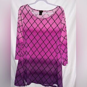 Multiples Purple Ombre Blouse Women’s XL 3/4 Sleeve Tunic‎ Top